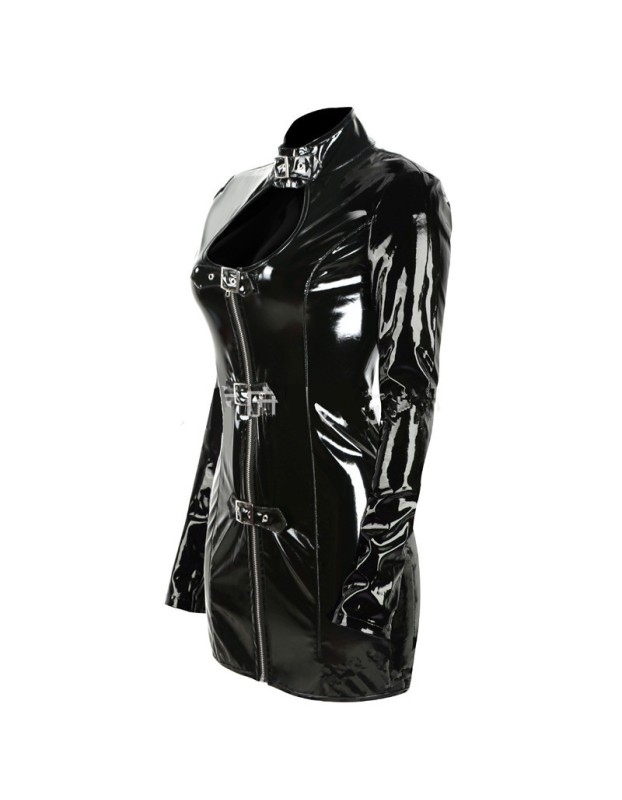 Sexy Women Expose Bust Fetish Leather Dress Lingerie M7106