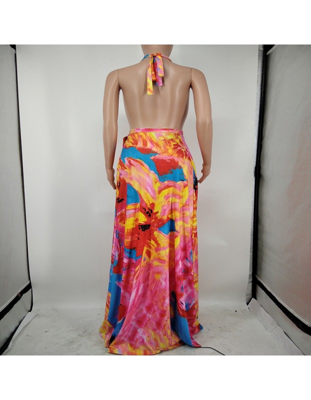 women beach dresses sexy printing maxi dress M8595