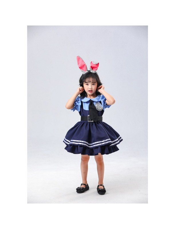 Movie  Zootopia  Cosplay Judy Police Costume Anime Rabbit Sheriff Parent-Child Suit DL2040
