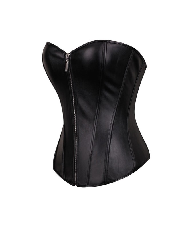 6XL Zipper front sexy leather corset m7122
