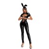 Sexy Bunny Girl Pvc Leather Bodysuit One Piece Shiny Jumpsuit XX680392