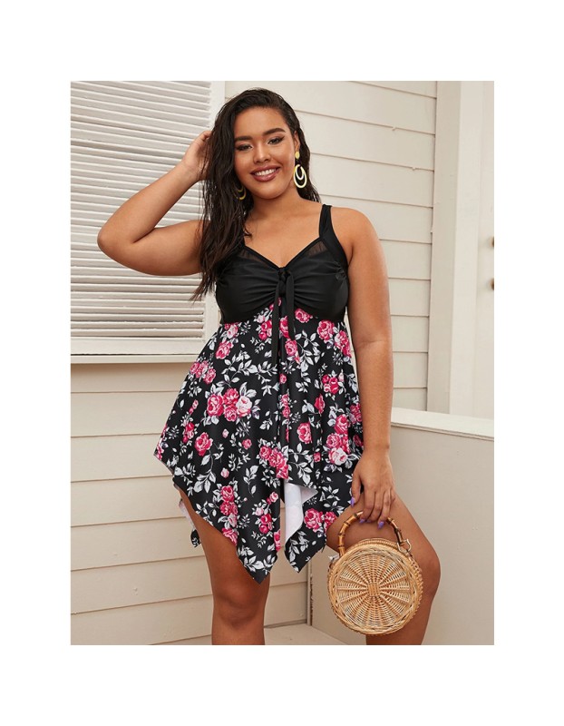 Butterfly Flower Ladies Hollowed Out Bikini Three Piece Plus Size Swimsuit 20152