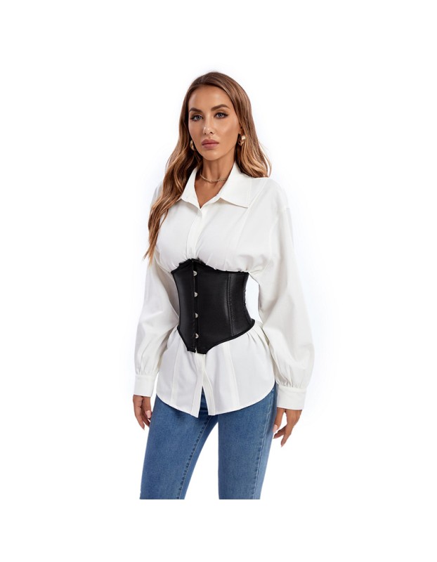 Plus Size Black Contracted Abdominal Belt Short Style Outer Wear Waist Corset QF859