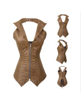 Sexy Brown Adult PU Bustier M1278b
