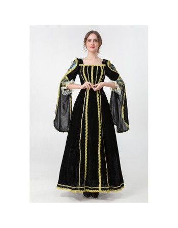 Medieval Court Witch Costume Cosplay Halloween Stage Performance Dress YM9307