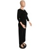 Women fashion soild color long sleeve loose causal jumpsuit m8303