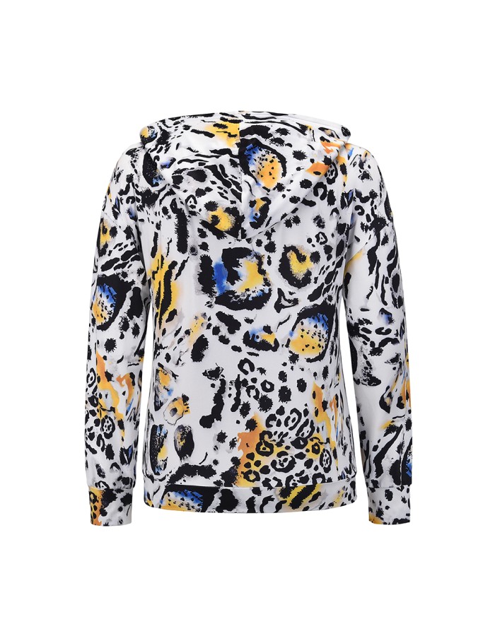 Coat Jacket Floral Print Long-Sleeved Pullover Casual Women Hoodies Fashionable LQ156