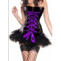 black leather tight strapless corset with skirt m1209A