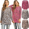 Round Neck T-Shirt Slim Long Casual Leopard Print Bottoming LQ082