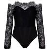 Sexy Off Shoulder Mesh Lace Skinny Bodysuit Top M2147