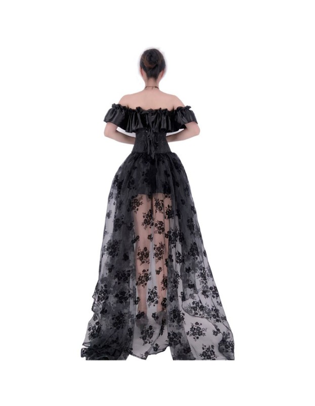 Shapewear Set Skirt Breast Holding Lace Short Sleeve Peplum Court Corset Dress WK2276A