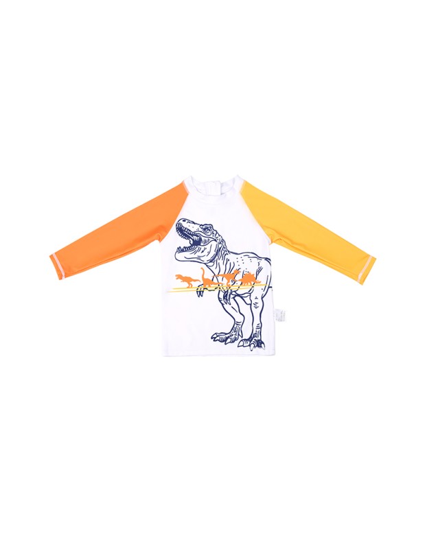 Three-Piece Children's Swimsuit Protection Cartoon Dinosaur Print Short-Sleeved Boy's Swimsuit KF212