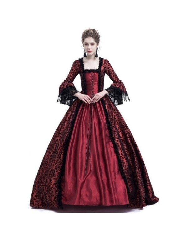 Large trumpet sleeves medieval dress court retro skirtM9973