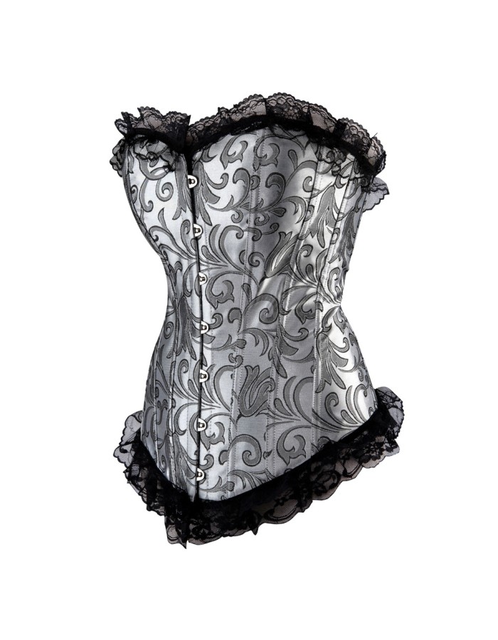 brocade silver sexy lace up corset M1657