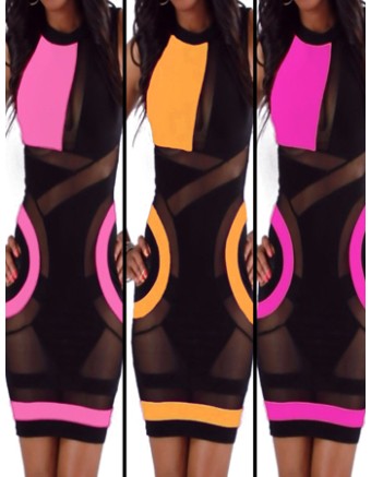 Colorful Design Adult Mini Women Bandage Bodycon Dress M3818