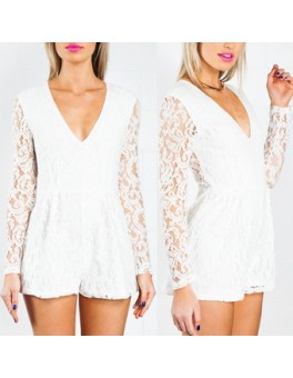 Sexy White Lace Jumpsuit M3918b