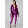 Sexy Jumpsuit Bandage V-neck long-sleeve Velvet sexy backless jumpsuit M8290