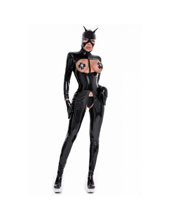 Mirror PU Leather PVC Catsuit Bondage Women Zipper Shapewear Bodysuit XX6818