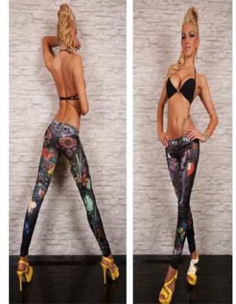 Seamless Tattoo Leggings trousers FG6015BK
