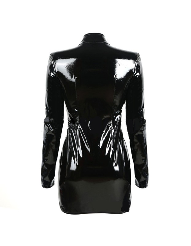 Sexy Women Expose Bust Fetish Leather Dress Lingerie M7106