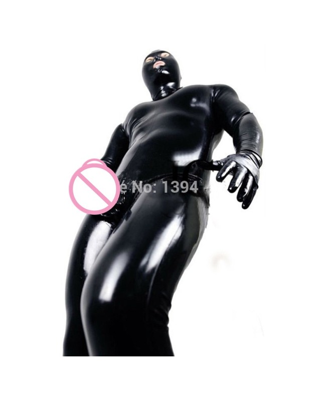 Men Sexy Wetlook Faux Leather Erotic Catsuit M7320