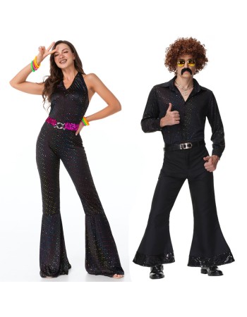 Couple Halloween Cosplay Hippies Disco Costumes MS4526