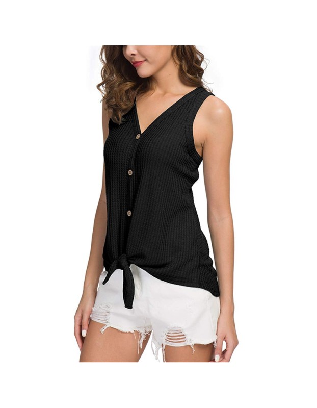 Sleeveless Knitted Tank Tops Women V-neck Vest M5786