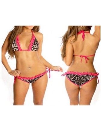 Pink Lace Leopard Bikini M5155