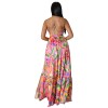 European And American Fashion Women's Print Halter Long Dress 9400