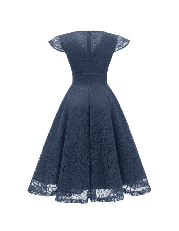 Wedding Party Retro Slim Ladies Formal  Lace Mesh Dress CD1717