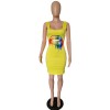 Lips Printed T-Shirt Basic Vest Dress m8441
