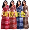 Summer Stripe Printed Swing Maxi Dress Plus Size M8433