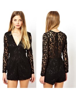 Sexy Black Lace Jumpsuit M3918a