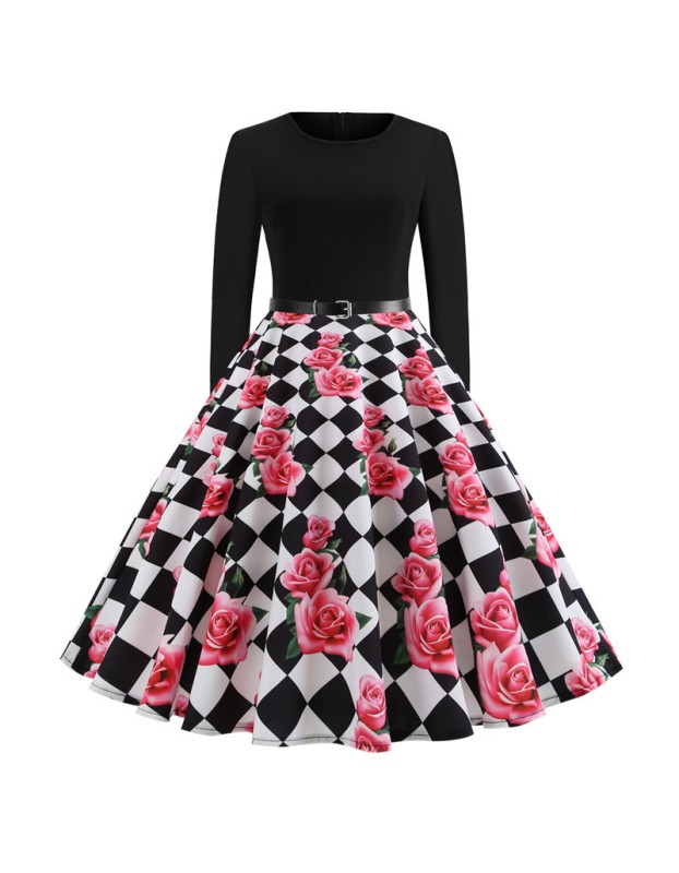 Long Sleeve Polka Dot Classic Party Casual Women Dress JY13106