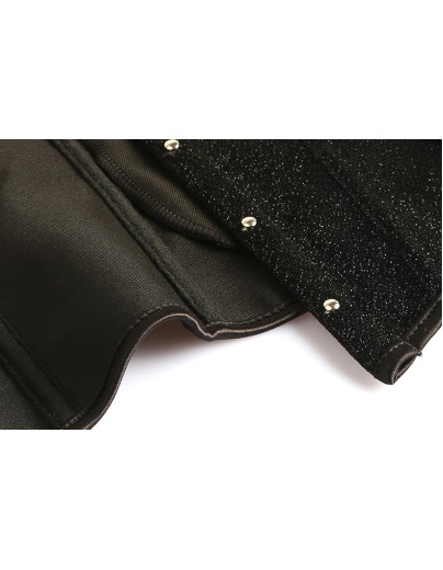 New Black Shiny Boned Overbust Corset M1402