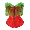 Women Christmas Corset Bustier Top with Sequin Tassels Gothic Party Night Korsett Christmas Costumes