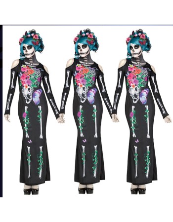 Skeleton Flower Zombie bride costume skull halloween costume dress for women