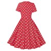 Hepburn Style Round Neck Bow Lace Up Polka Dot Retro Swing Dress Woman 5157