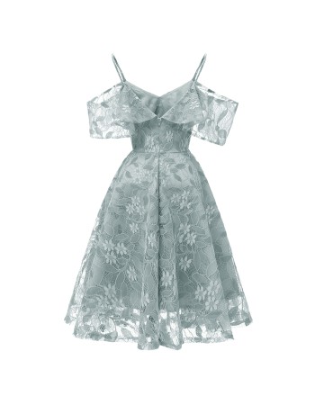 Sling Sleeves Flower Slim Women Sexy Swing Summer Lace Party Dress CD1627