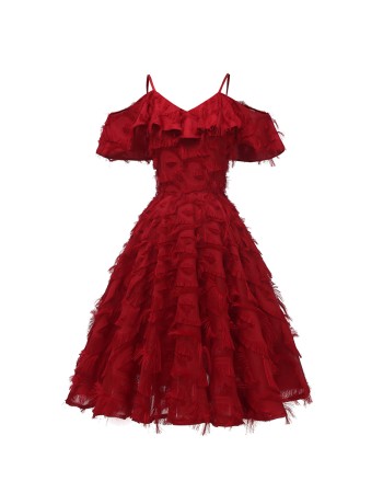 Fringed Ruffle Women Summer Ladies Evening Party Retro Cocktail Dresses CD1704