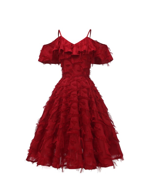 Fringed Ruffle Women Summer Ladies Evening Party Retro Cocktail Dresses CD1704