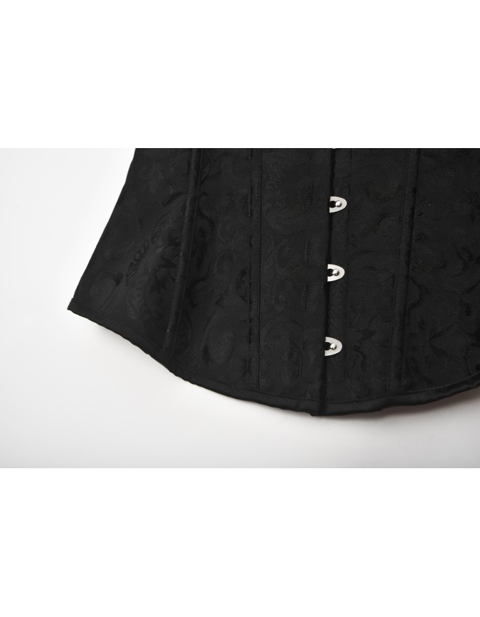 Jacquard Fabric Shoulder Belt Blouse Vintage Steel Buckle Short Sleeve Corset 21685A