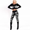 Autumn Sexy Skeleton Print Two Piece Sets for Women Halloween Party Cosplay Costume