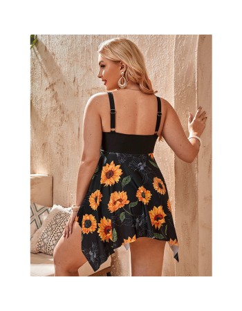 Butterfly Flower Ladies Hollowed Out Bikini Three Piece Plus Size Swimsuit 20152