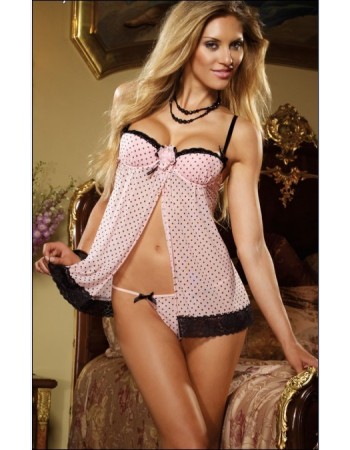 black dots cute pink babydoll m3496