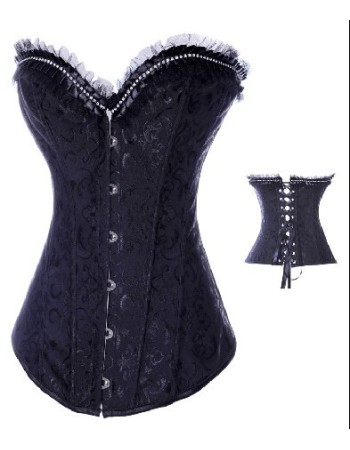 Rhinestone Embellishment Brocade Corset  M1881B