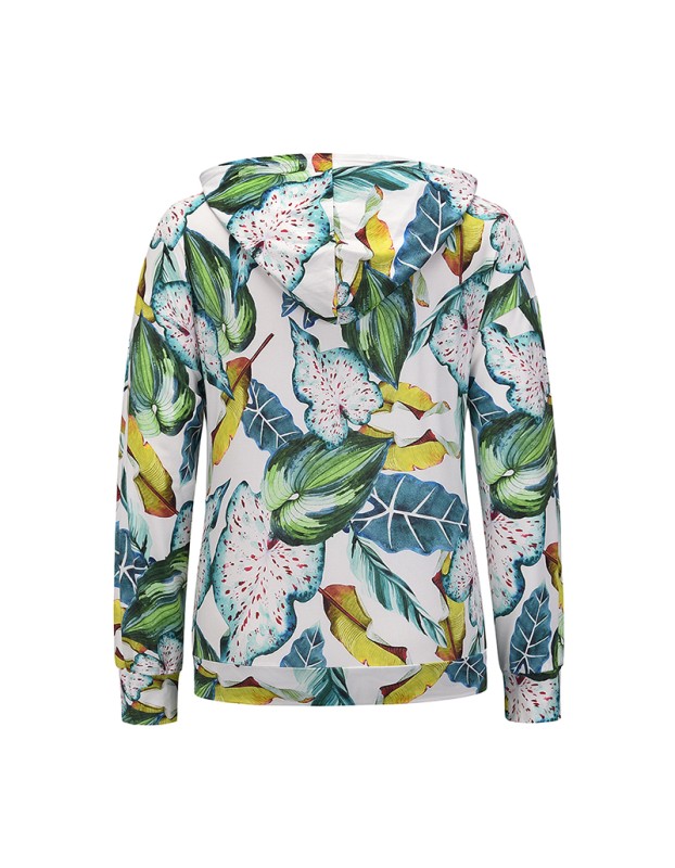 Coat Jacket Floral Print Long-Sleeved Pullover Casual Women Hoodies Fashionable LQ156