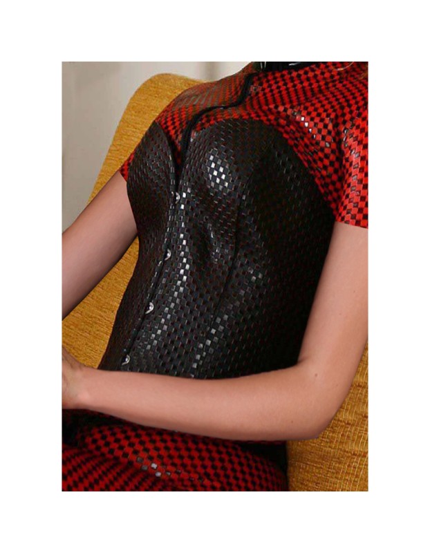 Womens One Piece Bodysuit Zipper Patent Leather Mesh Sexy Jumpsuit  XX6032