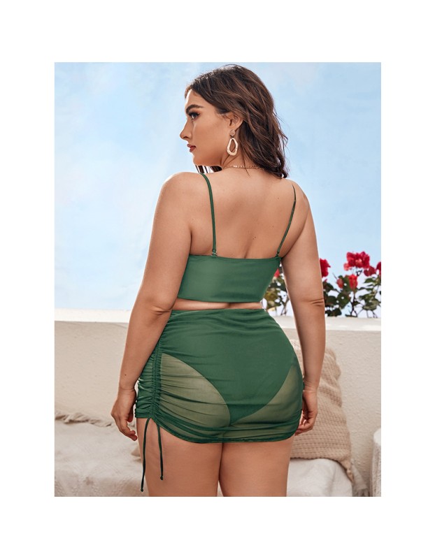 Sexy Fat Women Three Piece Plus Size Bikini Bathing Suit Beachwear Swimwear 495