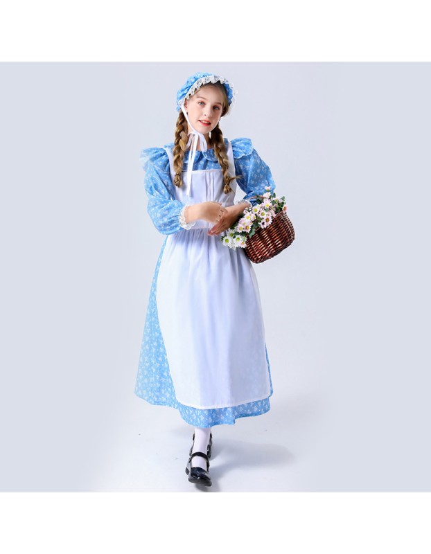 Halloween Cute Girl Long Sleeve Dress Wonderland Alice Lolita Costume YM5602
